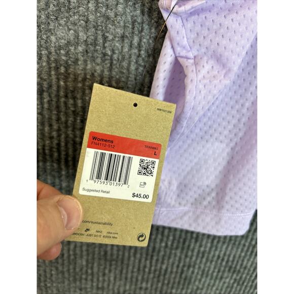 Nike One Womens Activewear Tank Top Size Large Purple Cropped Perforated Dri Fit - Picture 3 of 9